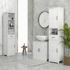 Kleankin Bathroom Linen Tower Cabinet with Open Shelf and Drawer - White-MDF and particleboard surface are painted, smooth and easy to clean