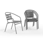 Flash Furniture - Chaise empilable de restaurant en métal argenté avec lattes en aluminium-Ensemble de 4 chaises de café empilables