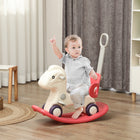 Qaba - Cheval à bascule 4 en 1, poussette, voiture glissante avec planche d'équilibre - rouge-Comprend une poignée de poussée amovible pour les promenades contrôlées par les parents 