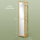 HOMCOM - Miroir pleine longueur avec étagère et cadre en bambou - 13,8 po l x 66,1 po H - marron-Le design anti-basculement sécurisé est adapté aux familles avec enfants et animaux de compagnie 