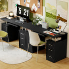 HOMCOM 47.2" Computer Desk with Keyboard Tray and Storage Drawers - Black-Assembly Required