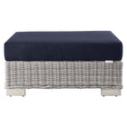 Modway - Conway Terrasse extérieure Rotin en osier Ottoman in Marine gris clair-Glissements au pied sans marquer