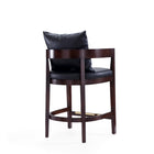 Manhattan Comfort - Ritz tabouret de comptoir 22" style milieu du siècle moderne, rembourré en similicuir - noir et noyer foncé - lot de 2-Livré chez vous entièrement assemblé ! Aucun assemblage requis