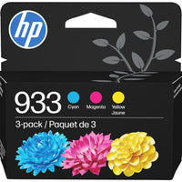 HP 933 Cyan, Magenta & Yellow Original Ink Cartridges, 3 Pack (N9H56FN)-Colours: Cyan, magenta, yellow