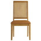 Modway - Arlo Cuir végétalien rembourré en faux rotin et bois Fauteuils d’accompagnement à manger Ensemble de 2 - Bronzage naturel naturel-9