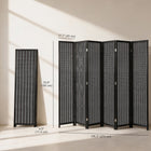 HOMCOM - Paravent autoportant 6 panneaux en bambou tressé à la main pour bureau à domicile - noir-Cadre en bois de pin massif pour plus de solidité 
