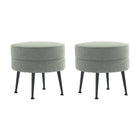 Manhattan Comfort Bailey 18.11" Mid-Century Modern Polyester Blend Upholstered Ottoman - Sage Green with Black Legs - 2 Pack-Mid-Century Modern Ottoman Perfect for Living Room Use