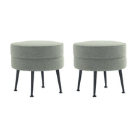 Manhattan Comfort Bailey 18.11" Mid-Century Modern Polyester Blend Upholstered Ottoman - Sage Green with Black Legs - 2 Pack-Mid-Century Modern Ottoman Perfect for Living Room Use