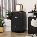 Vinsetto 2-Drawer Mobile Letter/A4 Filing Cabinet with Locking Wheels - Black-Large drawer with adjustable hanging bars to hold A4 or Letter sized files
