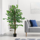 HOMCOM 5' Artificial Ficus Tree for Home Decor - Green-Low maintenance required 