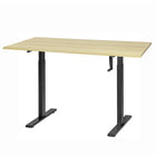 Ezywork - Bureau assis-debout réglable en hauteur Manual 55" (140 cm) - Structure noire / Plateau en bois clair-Cadre de bureau réglable en hauteur par manivelle