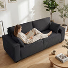 HOMCOM - Canapé 3 places en velours côtelé 86 po avec coussin à ressorts - gris foncé-Le cadre renforcé en métal et panneaux multicouches assure une stabilité pour un usage quotidien  