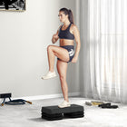 Soozier Aerobic Exercise Step - 3-Level Height Adjustable Stepper - Grey-Stepper with non-slip surface and non-slip pads for your complete safety and comfort during your exercises 