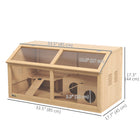 PawHut 33.5"L Wooden Hamster Cage with Suspension Bridge and Ladders-Made from fir wood for stability
