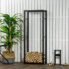 HOMCOM Firewood Rack Fireplace Log Holder - 23.6" W x 9.8" D x 59.1" L-Made with selected steel for strength 