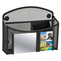 Locker Gear - Caddy magnétique en maille avec miroir pour casier - Noir-Design pratique - quatre compartiments pour un rangement organisé et un miroir détachable