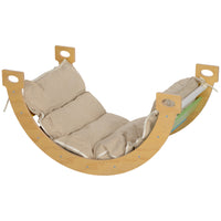 Qaba - Jouet d’escalade 3 en 1 avec arche et échelle en bois pour tout-petits - bois naturel-Se transforme d'une échelle arquée en chaise berçante ou en jouet à ramper pour plus de polyvalence 