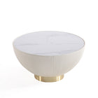 Manhattan Comfort Anderson 28.15" Modern Leatherette Upholstered Coffee Table - Cream-Mix and Match with Manhattan Comfort End Tables