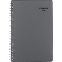 AT-A-GLANCE 2026 Traditional Weekly/Monthly Planner - 8" H x 5" W - Grey - Bilingual-12 months tabbed: January 2026 - December 2026