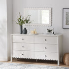 Modway Emmeline Scalloped 6-Drawer Dresser - White-Non-Marking Floor Glides