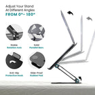 ShoppingAll Laptop Stand Riser for up to 17.3" Devices - Grey - 5 Pack-Superior Stability – Heavy-duty carbon steel base and dual rod structure ensure steady and firm support.