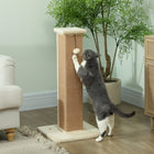 PawHut - Griffoir pour chat 32 po pour intérieur avec balle à taquiner en sisal, beige-Ce poteau pour chats d'intérieur possède une balle suspendue pour divertir vos chats 