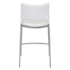 Zuo Ace Counter Stool - White/Silver - Set of 2-3 year limited warranty