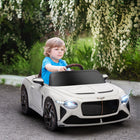 Aosom Bentley Bacalar Kids Electric Ride-On Car with Butterfly Doors - White-Horn and music for more fun 