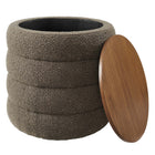 Modway Mezzo Round Boucle Fabric Storage Ottoman - Pebble-7