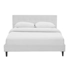 Modway Linnea Faux Leather Queen Bed - White-Non-Marking Foot Caps