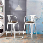 Modway Promenade Bar Stool - White - Set of 2-Powder Coated Steel