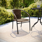 Chaise de restaurant empilable en rotin brun foncé pour l’intérieur et l’extérieur (TLH-037-DK-BN-GG)-S'empile jusqu'à 23 chaises de hauteur