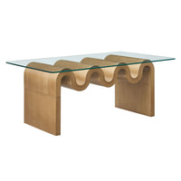 Modway - Ondine Plateau en verre Table basse - Naturel-Forme ondulatoire unique