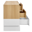 Modway Nolia 6-Drawer Color Block Dresser - Oak White-Non-Marking Floor Glides