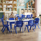 Flash Furniture 23.625"W x 47.25"L Rectangular Blue Plastic Height Adjustable Activity Table Set with 6 Chairs-Set Includes Rectangular Table and 6 Stackable Chairs