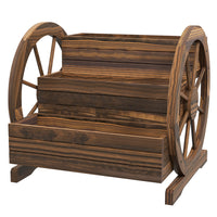 Outsunny 3-Tier Raised Garden Bed - Carbonized-Three planters provide plenty of space to plant vegetables, flowers and herbs

