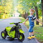 Qaba 3 Wheels 6V Kids Electric Motorcycle with LED Headlight - Green-Includes a bright headlight for nighttime rides 