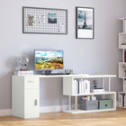 HOMCOM - Bureau d'ordinateur en forme de l - 55 po L x 42,25 po l x 29,25 po H - blanc-Design rotatif permettant de l’installer en unité en forme de L ou en forme de I