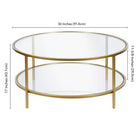 Hudson&Canal - Table basse ron Sivil 91 cm de large avec plateau en verre - Laiton-Dimensions du produit : 36" L x 36" l x 17" H