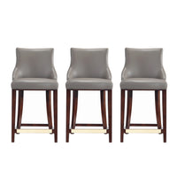 Manhattan Comfort - Shubert tabouret de comptoir moderne en similicuir 22,64" - taupe foncé - lot de 3-Tabouret de comptoir moderne avec dossier parfait pour une utilisation au comptoir et dans la cuisine. Ensemble de 3