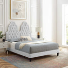 Modway Alexandria Tufted Performance Velvet Twin Platform Bed - Light Grey-Wood Slat Support System