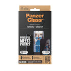 PanzerGlass Privacy Screen Protector for Samsung Galaxy S24 - Black-Repels oil and water, reducing traces of fingerprints as well as dirt, disinfectant gel and hand lotion