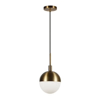 Hudson&Canal - Suspension Orb de 20 cm de large avec abat-jour en verre - Laiton/blanc lait-Design moderne et contemporain pour votre entrée, votre foyer ou votre cuisine