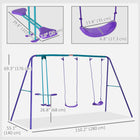 Outsunny 3 in 1 Metal Swing Set with Double Swings, Glider, Kids Swing Set - Purple-Robust metal pipes for outdoor long-time use 