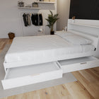 Nexera Hunter 2-Drawer Storage Bed - Queen Size - White-User-Friendly Features: Easy opening and closing, even on carpeted floors. Promotes a seamlessly organized and clutter-free environment