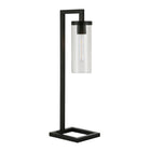 Hudson&Canal Malva 26" Tall Table Lamp with Glass Shade - Blackened Bronze/Seeded-Rated for one 60W incandescent bulb - 9W LED bulb, 13W fluorescent (CFL) bulb, or 9W self-ballasted LED bulb, E26-base bulb, Bulb not included