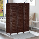HOMCOM 4 Panels Hand-Woven Freestanding Room Divider for Home Office - Brown-Woven fibre design paper panel for a natural tone and lightweight to move
