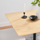 Modway Lippa 36" Square Wood Dining Table - Black Natural-Chip-Resistant Black Metal Base