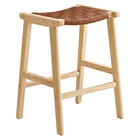 Modway Saoirse Faux Leather Wood Counter Stool - Natural Brown - Set of 2-6