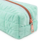 Fashion Stationery Quilted Plush Pencil Case - Mint-Secure zipped compartment
